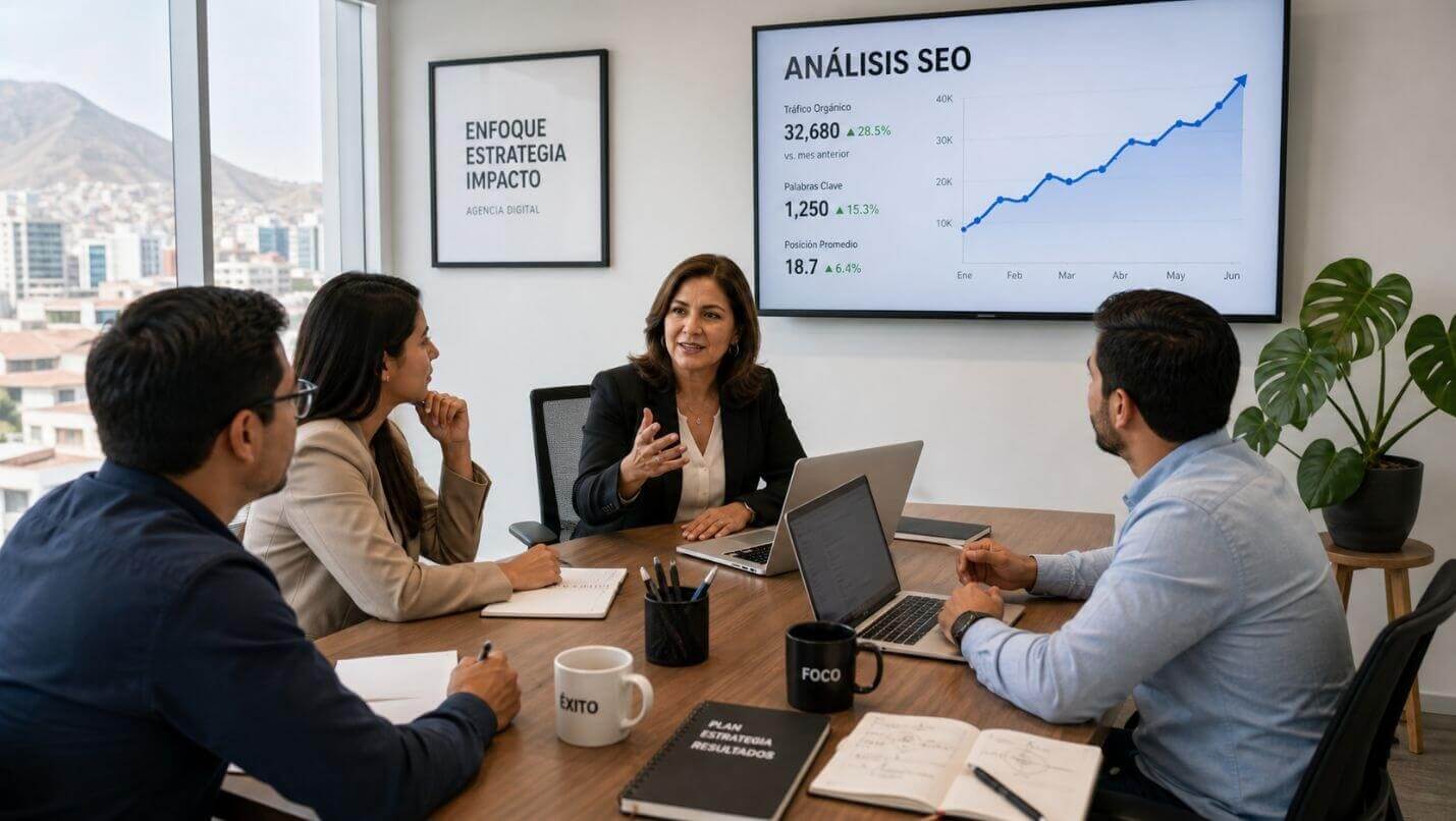 Consultores trabajando en estrategias de SEO Local en Lima Perú